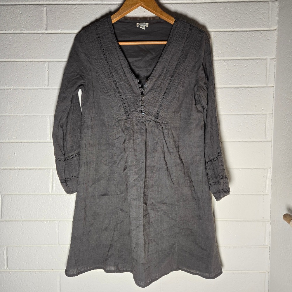 Sundance Dress Medium Cotton Gauze Pintuck Embroidered Boho Tunic Modest Minimal
